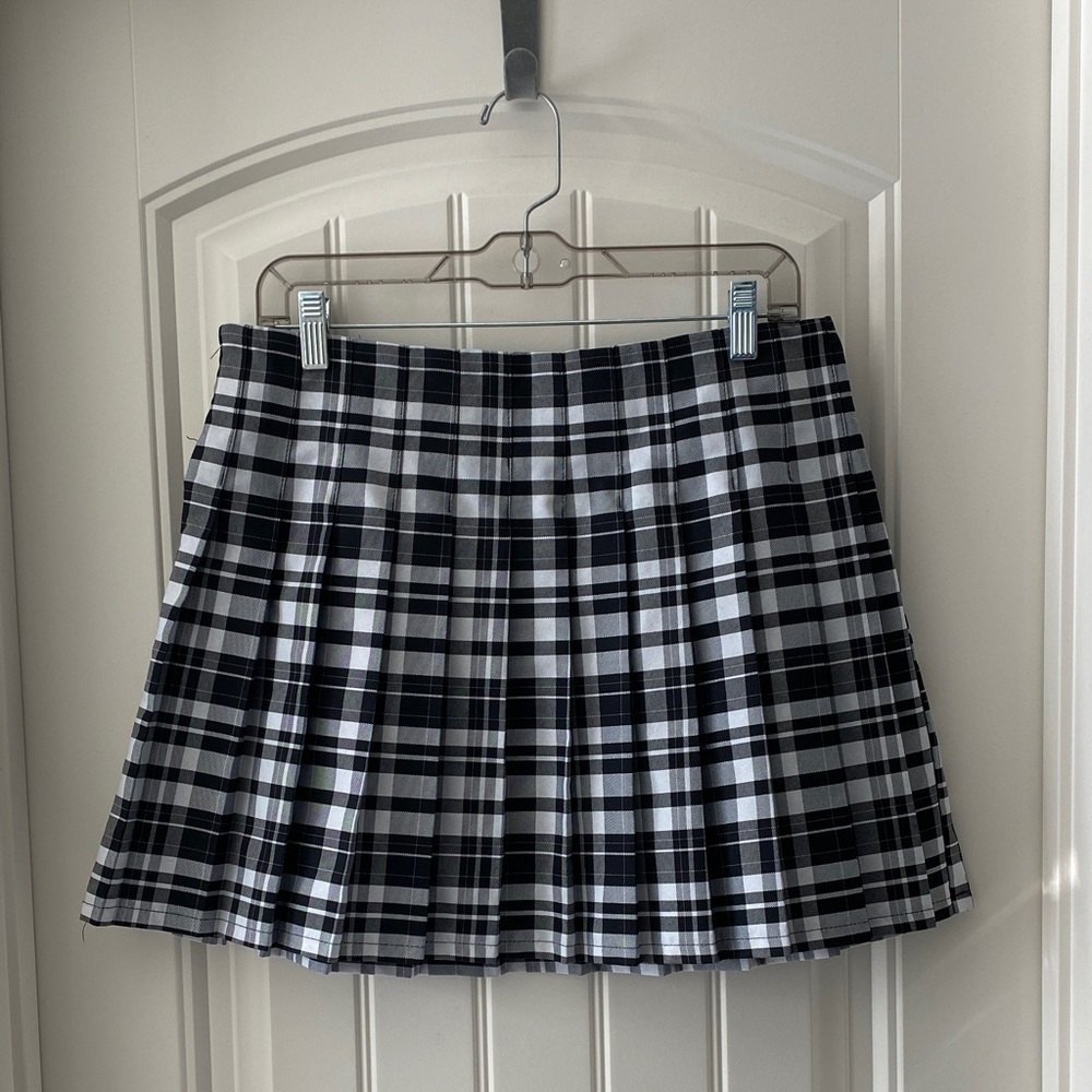 No Boundaries Black and White Plaid Skater Skirt